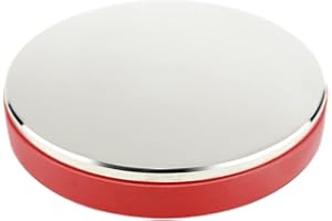 BESTNULE Professional Steel Bench Block, Covered with TPR Soft Plastic at The Bottom, Metal Stamping Table Mirror, Polishing with Chrome Plating for Jewelry Stamping (Dia: 3”, H: 19/32”) (Red Base)