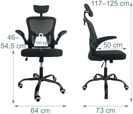 Silla de Oficina giratoria y basculante, Malla Negra