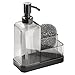 MetroDecor mDesign Soap Dispenser Pump with Sponge and Scrubber Organizer for Kitchen Countertops - Graphite/Matte Black