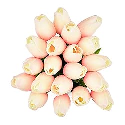WAQIA 30 pcs Real-Touch Artificial Tulip Flowers