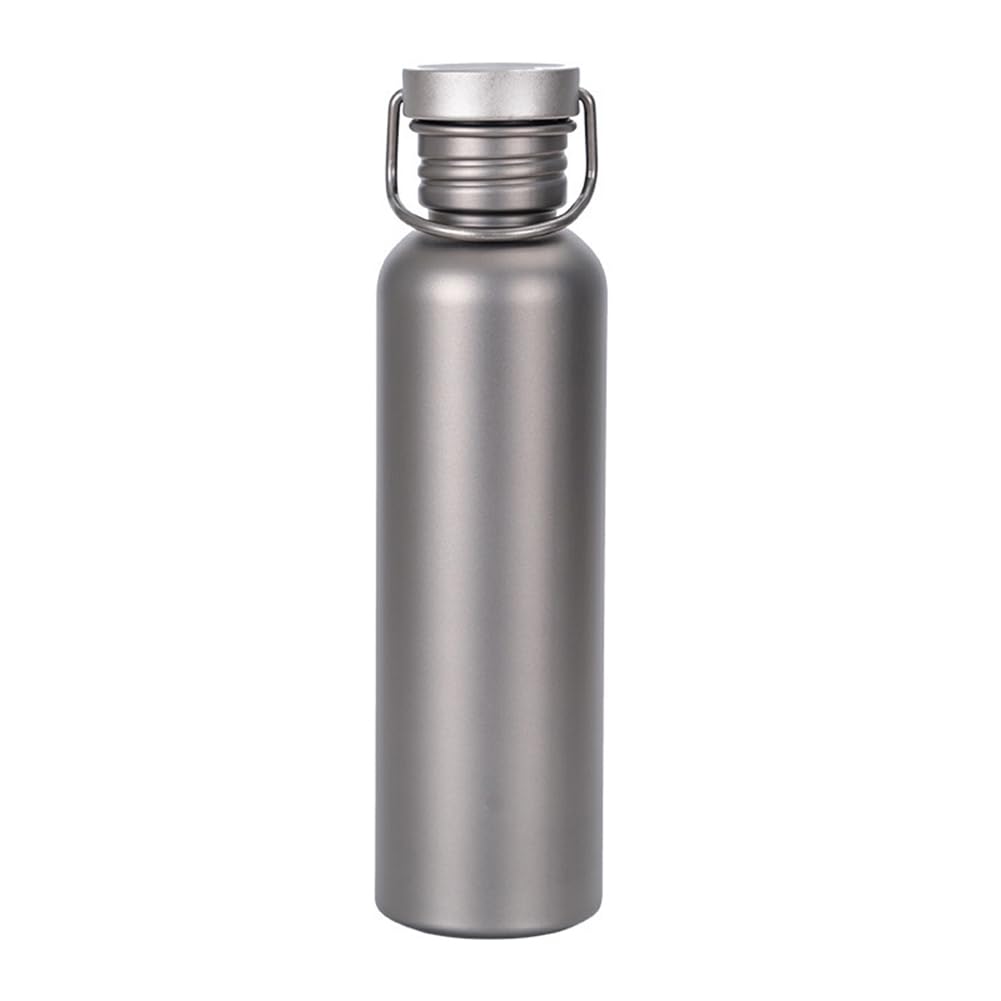 DHYAWUER 750ml Titanium Water Bottle Outdoor Camping Supplies Tourism Sports Cycling Hiking Camping Water Bottle with Cup Sleeve