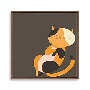 Framed Canvas Wall Art for Living Room, Bedroom Cute Cartoon Cats Canvas Prints for Home Decoration Ready to Hanging - 16x16 inches