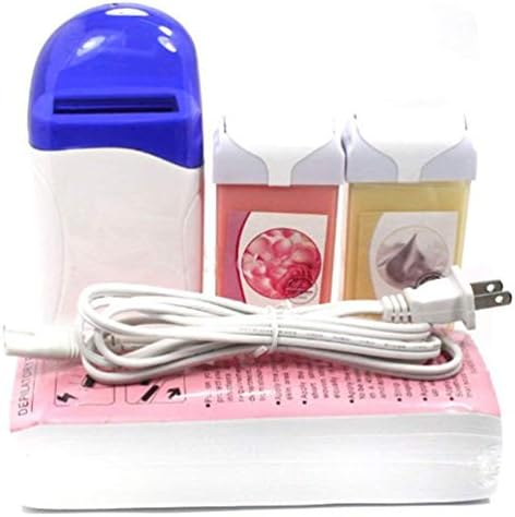 TOPHOWER@ 4 in 1 Blue Roll-on Refillable Depilatory Wax Heater Waxing Hair Removal Tools Machine Kits