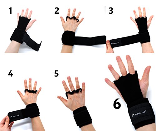 AEOLOS Leather Gymnastics Hand Grips-Great for Gymnastics,Weight Lifting,Pull Ups,Kettlebells and Crossfit Training (White(2 Layers Leather), Small)