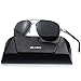 IALUKU Polarized Sunglasses Metal Frame Pilot Glasses Men Women (Silver/Black, 58)