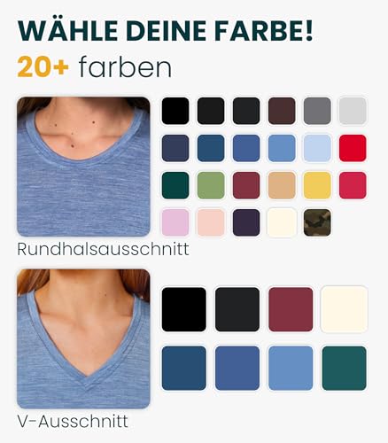 Merino.tech 100% Merino T Shirt Damen - Merinowolle Sport Wandern Thermoshirt Damen + Wandersocken (Medium, Black Crewneck) thumbnail 3