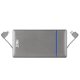 iNiCE Portable Bank 10000mAh Power external Battery with Built in Lightning, Micro USB Cable Travel Charger for iPhone 7/7Plus/6/6S Plus and Samsung Andriod---Gray