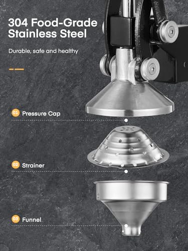 FOHERE Lemon Squeezer Juicer, Cast Iron Juicer Manual Citrus Lemon Juice Press, Hand Press Juicer for Grapefruit Pomegranate, Orange, Lemonade, Commercial Manual Citrus Juicer, Easy to Clean (Black)