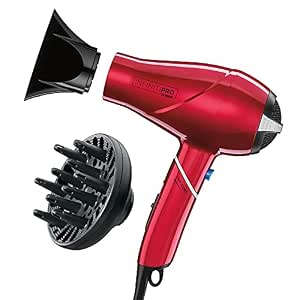 Conair - Secadora de cabello Infinitipro, compacta, portátil, 1875 W, mango  plegable giratorio, color rojo - Amazon.com