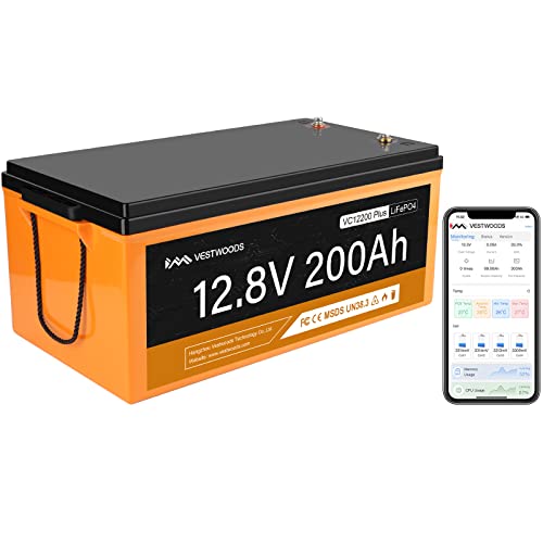 VESTWOODS Smart 12V 200Ah LiFePO4 Lithium