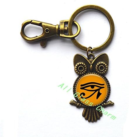 Egyptian Eye of Ra Owl Keychain Owl Key Ring - Egypt Religion - Cleopatra Jewelry，AS0266