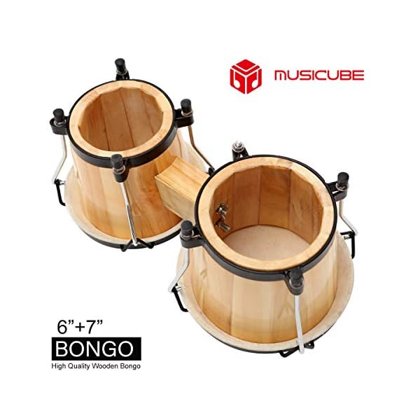 MUSICUBE Bongo Drum Set, 6” and 7” Percussion Instrument, Wooden and Metal Drum for Adult Kids Beginners Professionals… - Image 6