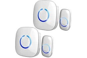 Wireless Doorbell by SadoTech – Waterproof Door Bells & Chimes – Over 1000-Foot Range, 52 Door Bell Chime, 4 Volume Levels with LED Flash – Wireless Doorbells for Home – Model C, 2 Pack (White)