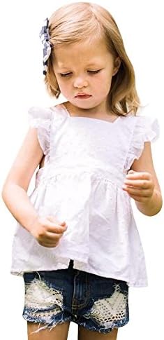 Newborn Dress,Dorame Infant Baby Girls Sleeveless Solid Color Ruffles Dress Outfits Clothes (0-6months, White)