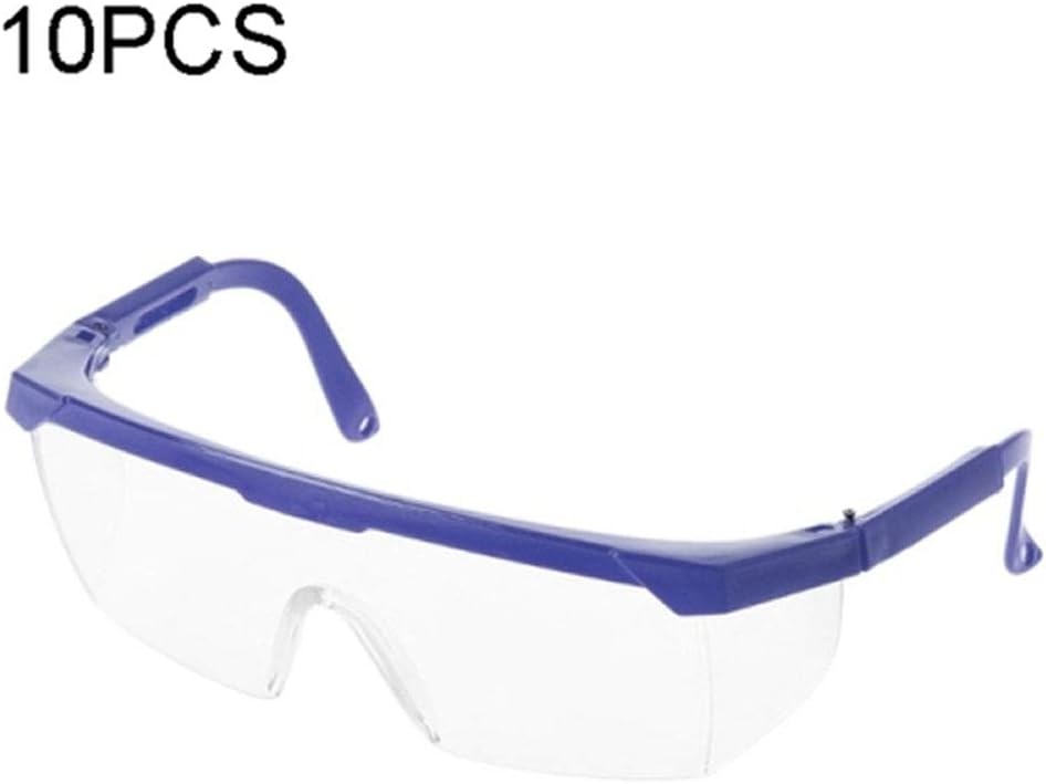 10PCS Outdoor Safety Glasses Spectacles Eye Protection Goggles Dental Work Eyewear(Blue Frame White Lens) (1)
