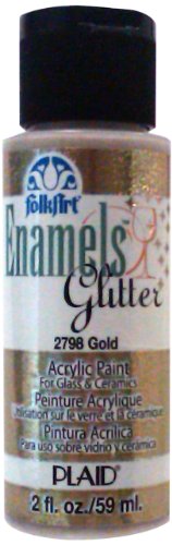 FOLKART ENAMEL GLITTER AND METALLIC PAINT IN ASSORTED COLORS (2 OZ), 2798, GLITTER GOLD