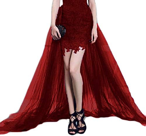 Simlehouse 2 Layers Tulle Detachable Train Tutu Skirts for Prom/Party/Wedding Dress 2018
