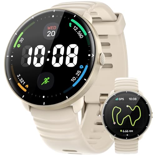 Parsonver Built-in GPS Smartwatch, 5 ATM Waterproof Swimming Watch for Pool/Outdoor Water, Fitness Watch with AMOLED Display, 100+ Sports, Heart Rate, Sleep (French Grey, 42 mm)