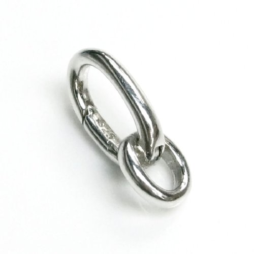 Rhodium On 925 Sterling Silver Oval Lobster Clasp Interchangeable Charm Bail Pendant Connector - Thumbnail 3