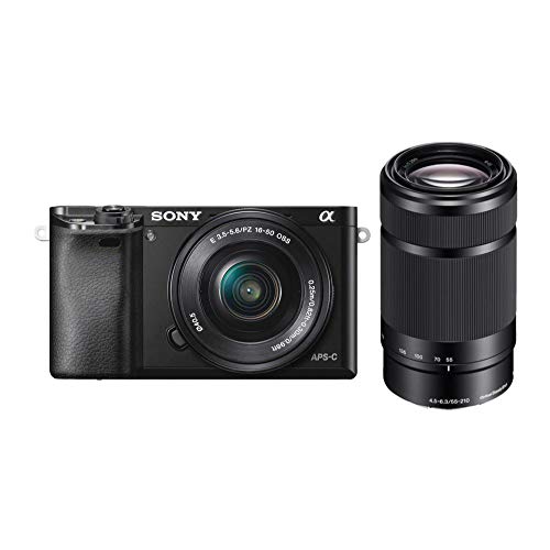 Sony Alpha a6000 Mirrorless Camera with 1650mm and 55210mm Lenses (Black) Bundle with Power