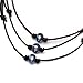 Aobei Pearl Adjustable One Single Freshwater Cultured Pearl Choker Leather Necklace with Genuine Leather Cord for Women Black Blue
