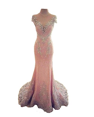 Tsbridal Luxury Mermaid Prom Dresses 2017 Lace Crystals Light Pink |  Desertcart Bahamas