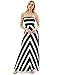 PattyBoutik Women Strapless Stripe Maxi Dress (Black and Ivory Small)