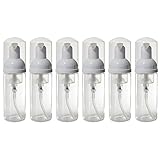 Clear PET Plastic Refillable Travel Foamer Pump Bottle - 1.7 oz (6 Pack) + Travel Bag