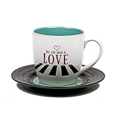 Lyrical Mug – Ensemble-cadeau de Tasse et Soucoupe Céramique avec paroles de chanson « Amour2 » – John Lennon & Paul McCartney – Autorisé par SONY / ATV – thumbs up! – 1001708 - Les Beatles, Paul McCartney, John Lennon, RIngo Starr, George Harrison