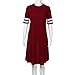 Hotkey Women’s Striped Print Short Sleeve Casual A-line Midi Dress Summer Swing Dress Cocktail Boho Dress Party Dress Wine Redthumb 3