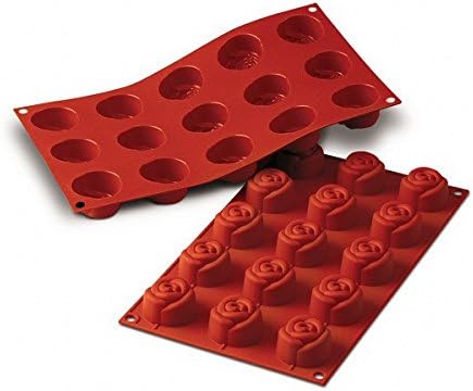 15 Cavity Rose Non Stick Silicone Baking Mould, Ideal for Cake, Dessert, Ice Cream, Chocolate, Fondant, Soap etc - by Silicone-Bakeware