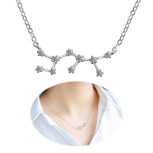 Horoscope Necklace Zodiac Pendant Constellation Charm Astrology Choker Collarbone Crystal Chain Jewelry Sagittarius
