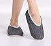 Pembrook Ladies Cable Knit Slippers – Gray - Medium (7-8) – Ballet Style with Non-Skid Sole - Faux Shearling Lining and Suede Sole - Great Plush Slip On House Slippers for adults, women, girls
