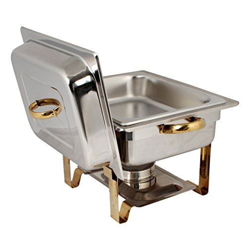 TigerChef 4 Quart Half Size Gold Accented Chafing Dish Stainless Steel Chafing Dish Buffet Set With 4 Free Chafing Fuel… 2 TigerChef 4 Quart Half Size Gold Accented Chafing Dish Stainless Steel Chafing Dish Buffet Set With 4 Free Chafing Fuel… - Image 3