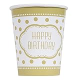 9oz Golden Birthday Party Cups, 8ct