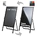 29 Inch Wood Double Sided A-Frame Chalkboard and Liquid Chalk Marker Sidewalk Display Sign, Brown