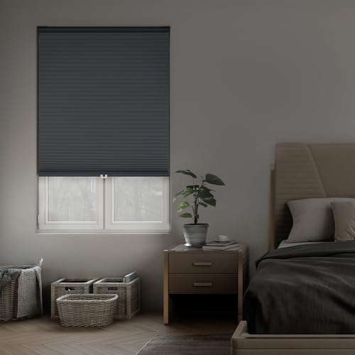 DEZ FURNISHINGS Cordless 1.5" Blackout Cellular Shade, Energy Saver, 26.5" W x…