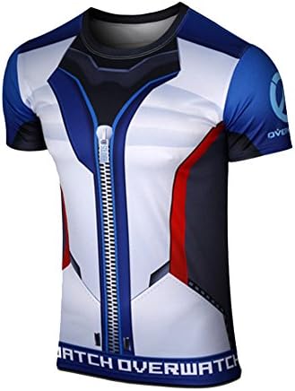 idea cosplay OW 76 Short Sleeve Cosplay T-Shirt 3D Printing Bodysuit Shirt (XXXL 95-105KG, Soldier 76)