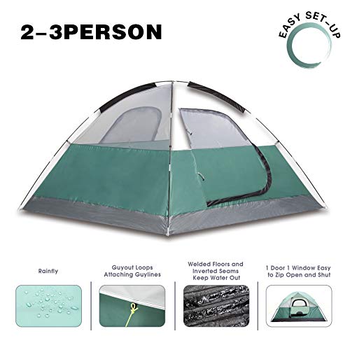 SEMOO Large Door, 3-Person, 3-Season Lightweight Water Resistant Family Camping Tent with Carry Bag - Thumbnail 2