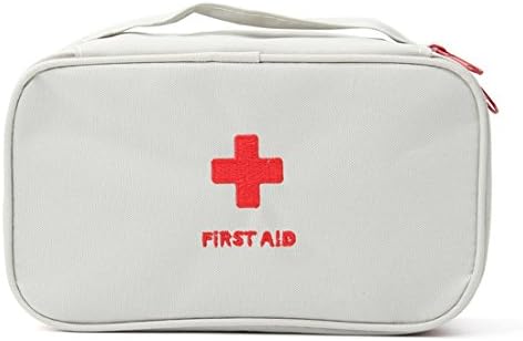 Lanticy First Aid Pouch, First Aid Bag Medical Emergency Bag Survival Kit Portable Medicine Package Carrying Case Pills Drugs Container Pocket for Outdoor Sports Travel Home Workplace (Gray white)