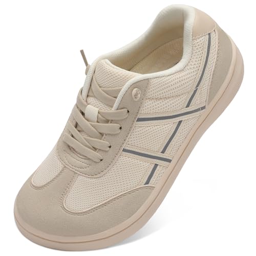 LeIsfIt Women's Walking Shoes Wide Barefoot Slip-On Sneakers Beige 12 at Amazon