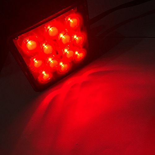 keyecu Super Bright Red 12LED Tail Brake Light Trailer Hitch Cover Fit Towing & Hauling 2" Standard Size Receiver For Truck SUV RV and More (Smoke Lense) - Thumbnail 7
