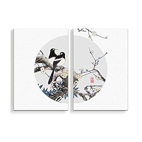 2 Panel Flower and Bird Painting Painting Wall...