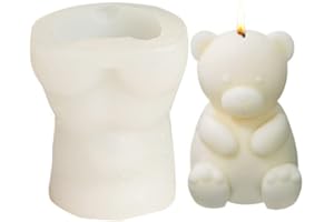 SUXGUMOE 3D Teddy Bear Silicone Mold, Cute Candle Mold for Candle Making, Resin Molds for Scented Candles Soaps Making, Resin Casting,Soap DIY Mould