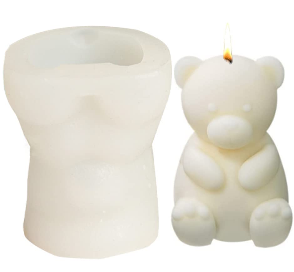 3D Teddy Bear Silicone Mould, Cute Animal Candle Moulds for Candle Making, Fondant Chocolate Aromatherapy Soap Making Mould for Handmade Gift Home Decoration