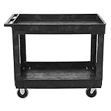 Rubbermaid Commercial Utility Cart, Lipped Shelves, Medium, Black, 4" Non-Marking Swivel Casters, 300 lb Capacity (FG9T6700BLA)
