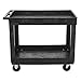 Rubbermaid Commercial Utility Cart, Lipped Shelves, Medium, Black, 4" Non-Marking Swivel Casters, 300 lb Capacity (FG9T6700BLA) primary