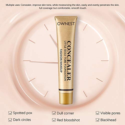 FREEORR Little Gold Tube Foundation Concealer, Matte Waterproof Long Lasting Moisturizing Contour Concealer, Skin Face Cover of Blemish Problem, Dark Eye Circles, Whelk, Spots, Tattoos-02 Ivory