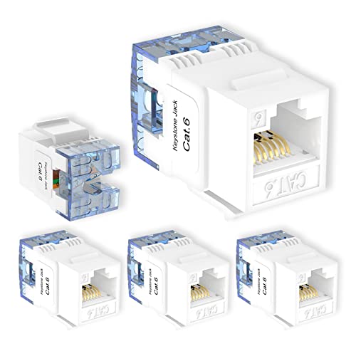 VCELINK Cat6 RJ45 Keystone Jacks, 180Degree Wall Jack Punch