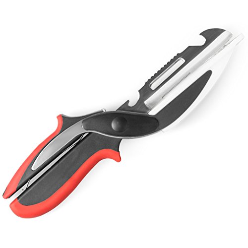 Stainless Steel Multipurpose Kitchen Scissors: Heavy Duty Kitchen Shears with Chef Knife, Deboning Scissor, Bottle Opener, Cutting Board, Fruit and Vegetable Peeler, Fish Scaler, and Fish Slicer